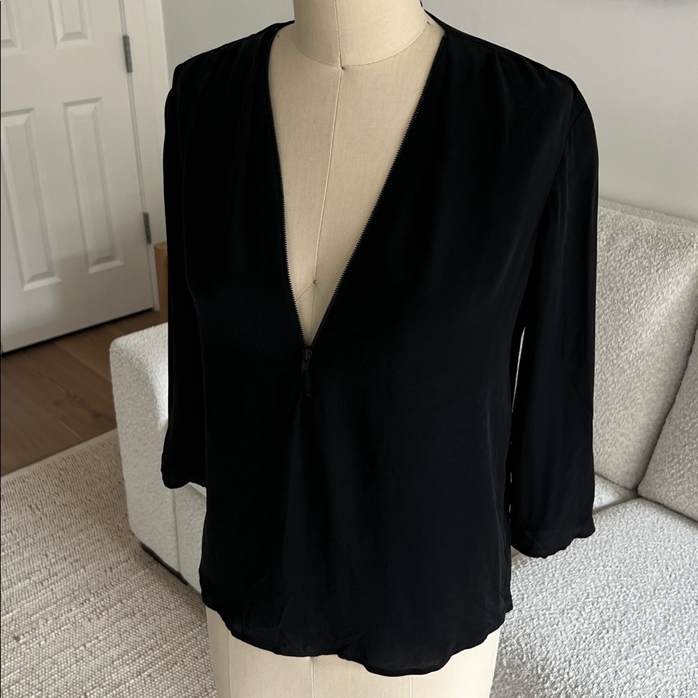 Theory Black Silk Blouse